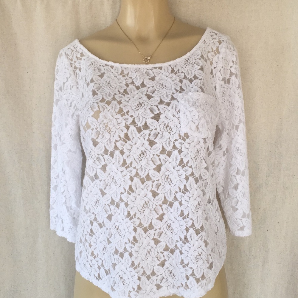 🆕 Lace Front Transparent 3/4 Length Blouse 🌸
